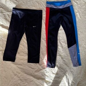 Women’s Nike Black Capri and Colorblock Leggings Set Size Medium
